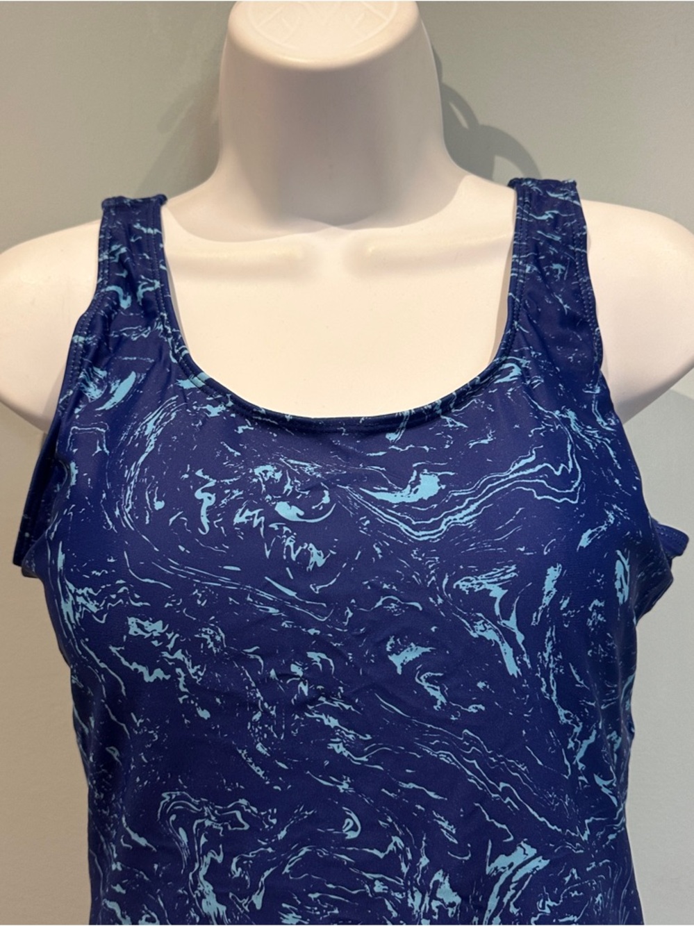 Blue Marble One-Piece Swimsuit Crisscross Back Large NWOT - Picture 5 of 13